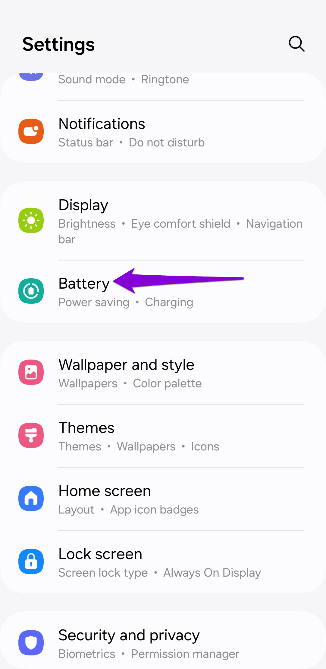 Battery Settings on Android 