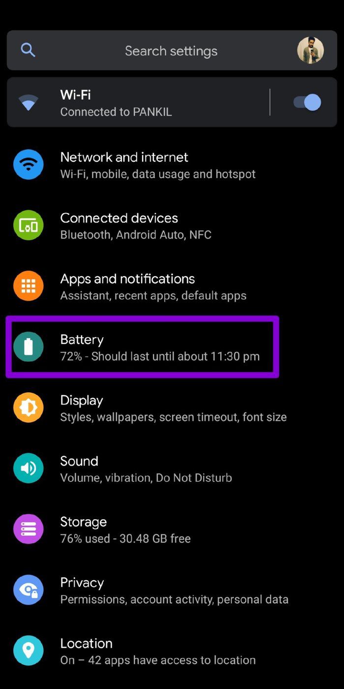 Battery Settings on Android