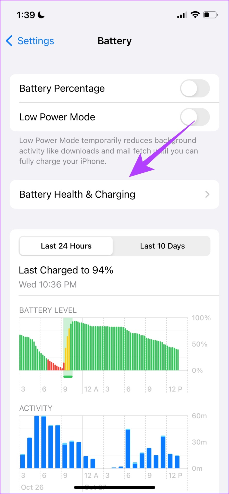 Battery health and charging
