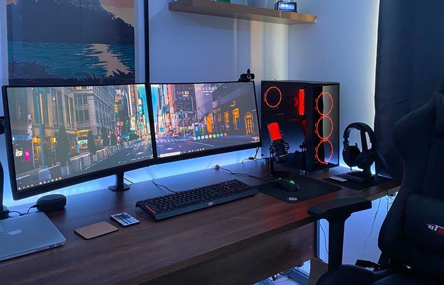 Dual monitor office setup