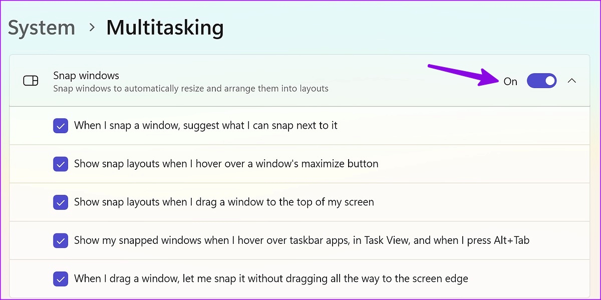 enable snap window on windows 11
