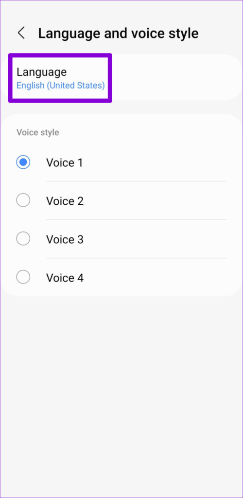 Bixby Language Settings on Phone