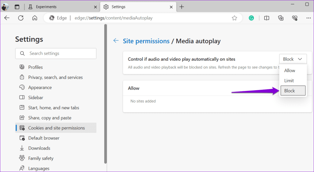 Block Autoplay for Audio and Video in Edge