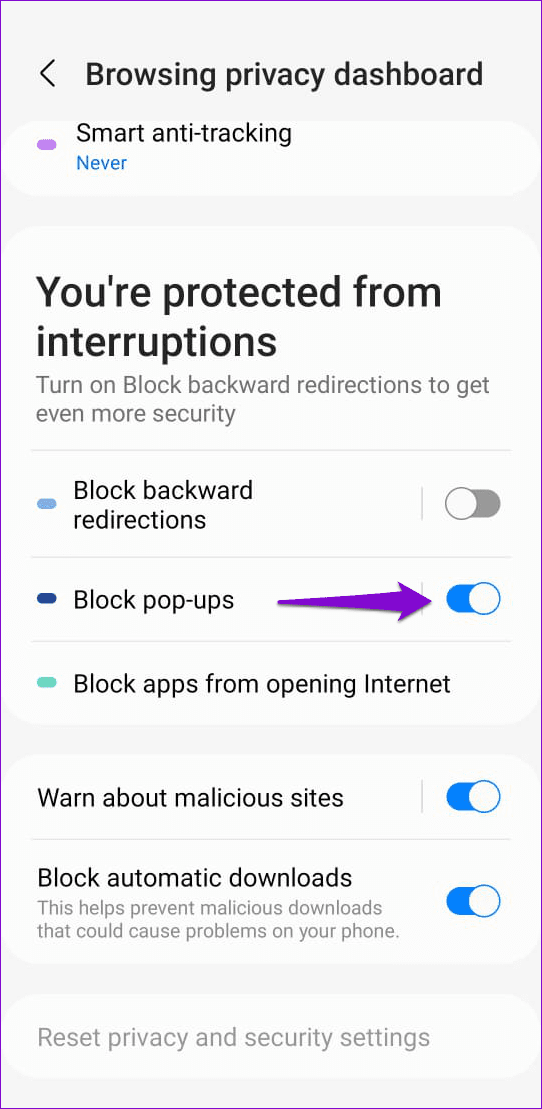 Block Pop Ups in Samsung Internet Browser 1