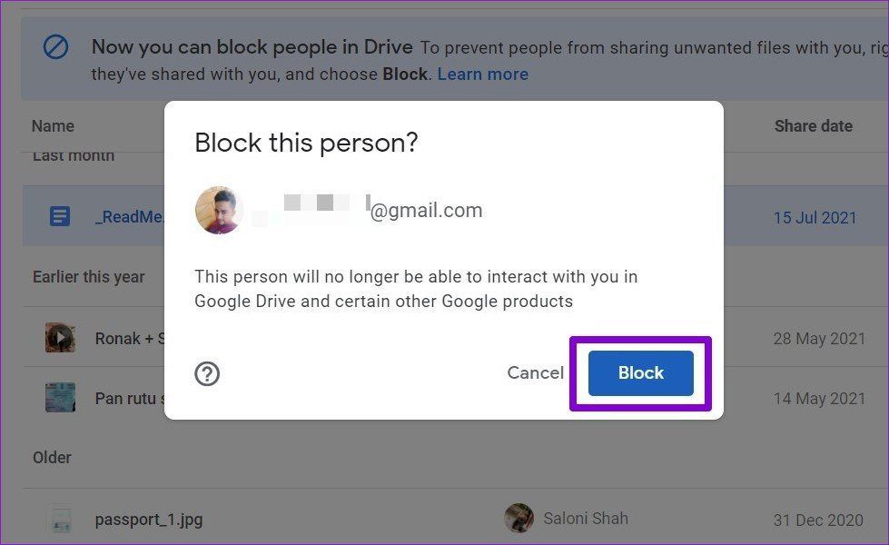 Block Someone on Google Drive