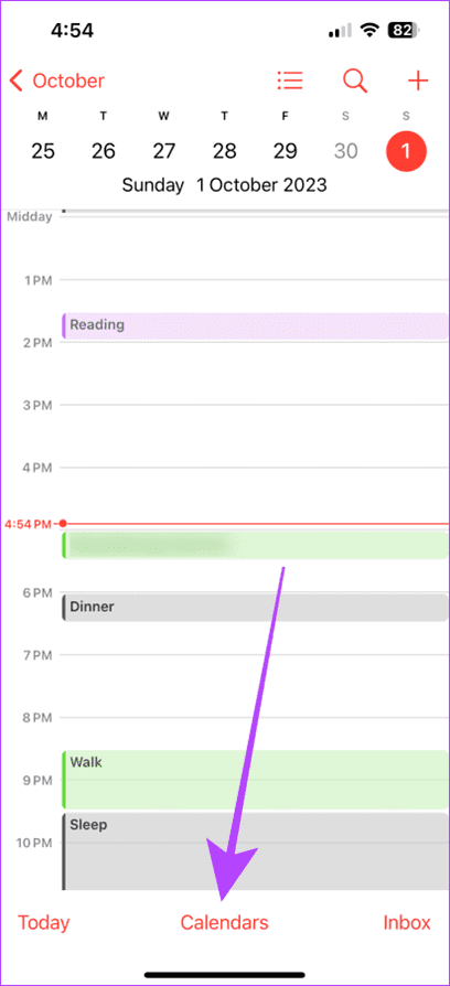 Calendar option in Calendar app 1