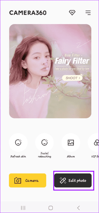Camera 360 edit photo option 1