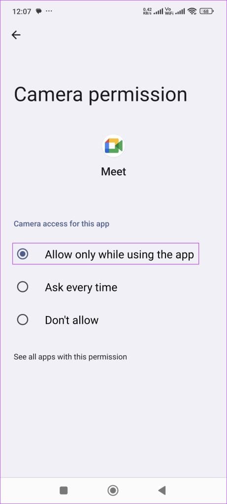 Camera permission
