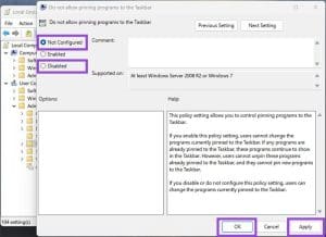 why cant i pin apps to taskbar windows 11
