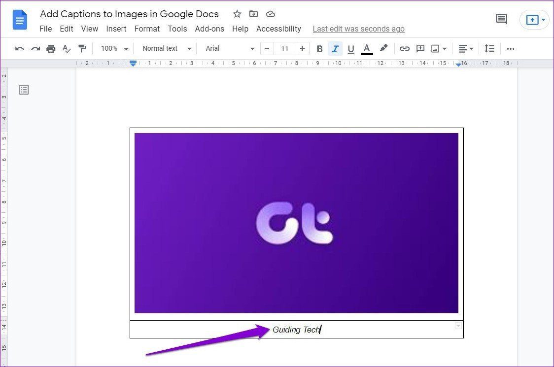 Caption Images with Table in Google Docs