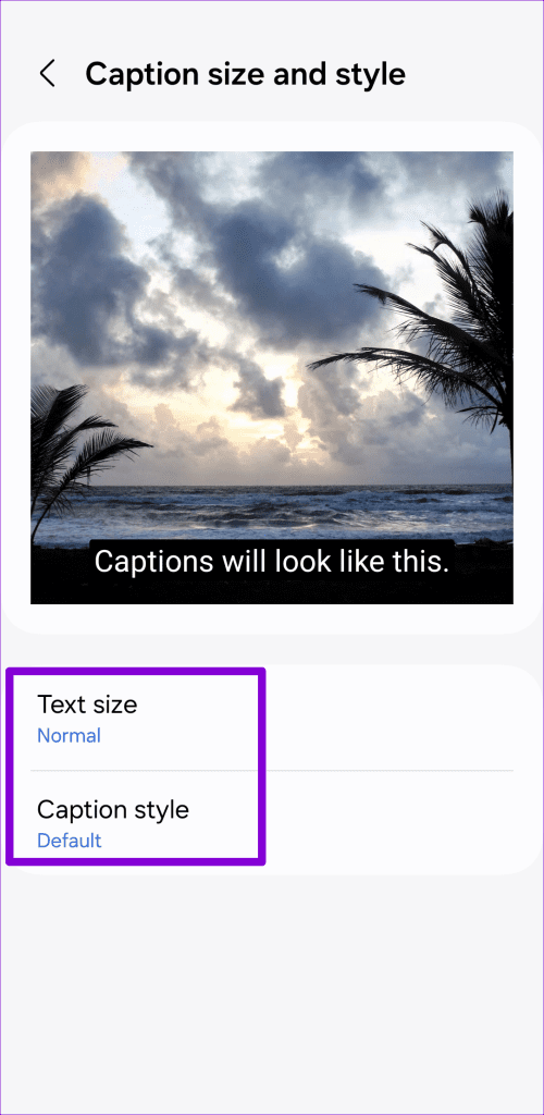 Texto y estilo del subtítulo en Android