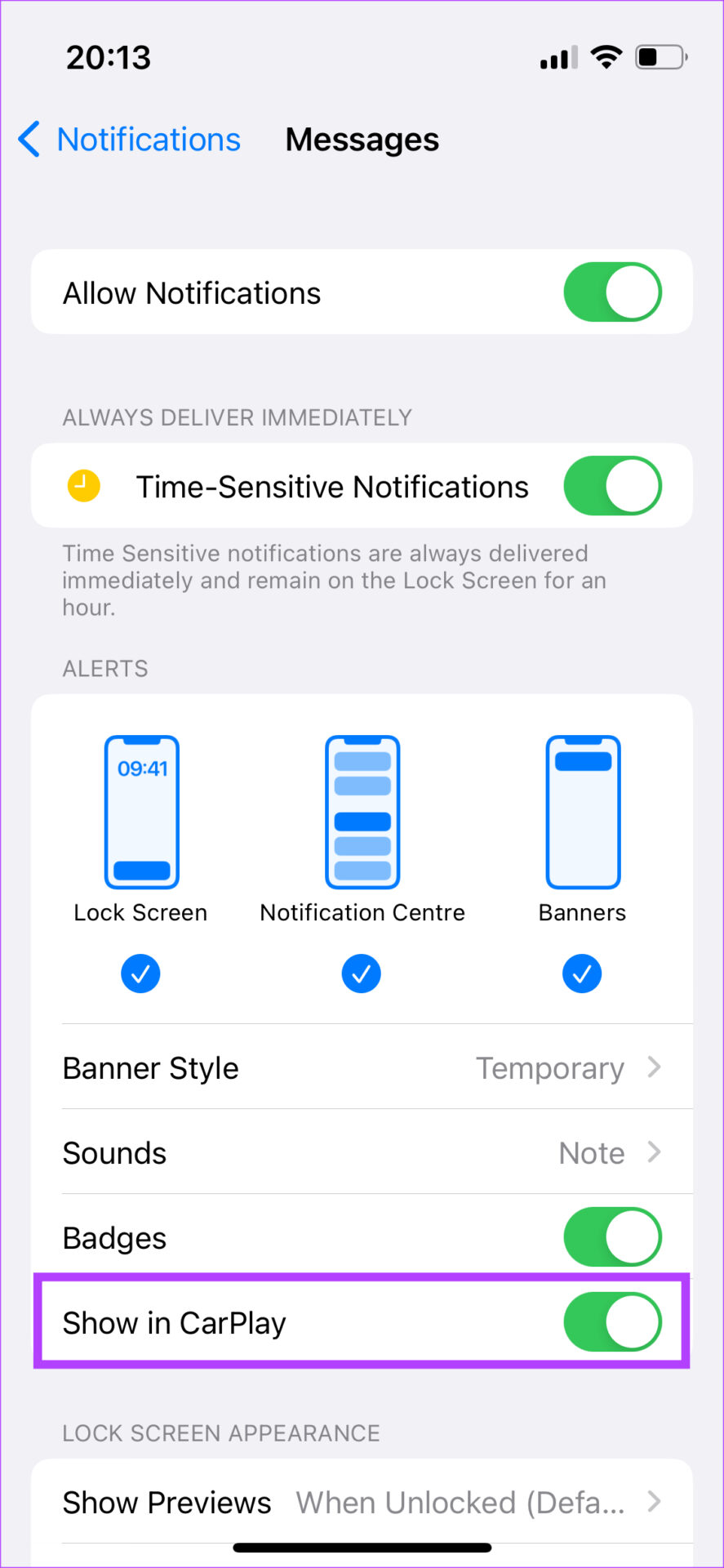 enable message notifications