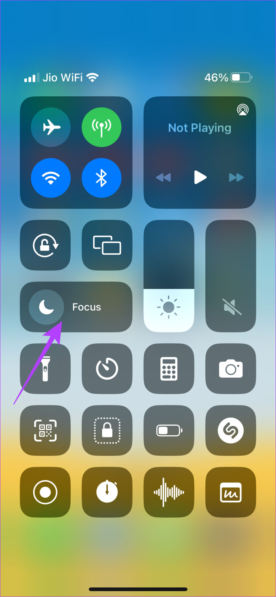 Go to control center on iPhone