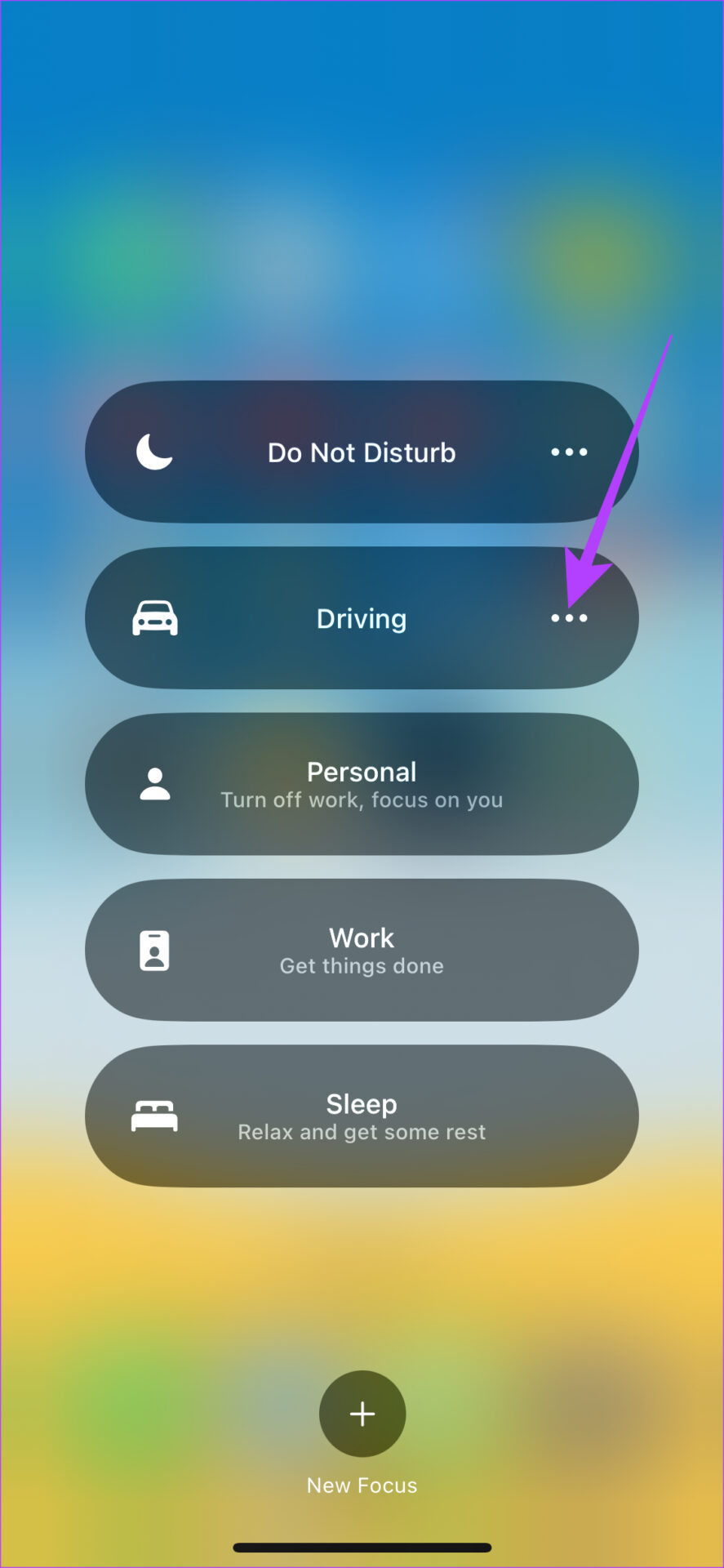 Go to driving mode settings