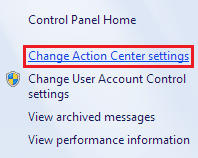 Change Action Center Settings