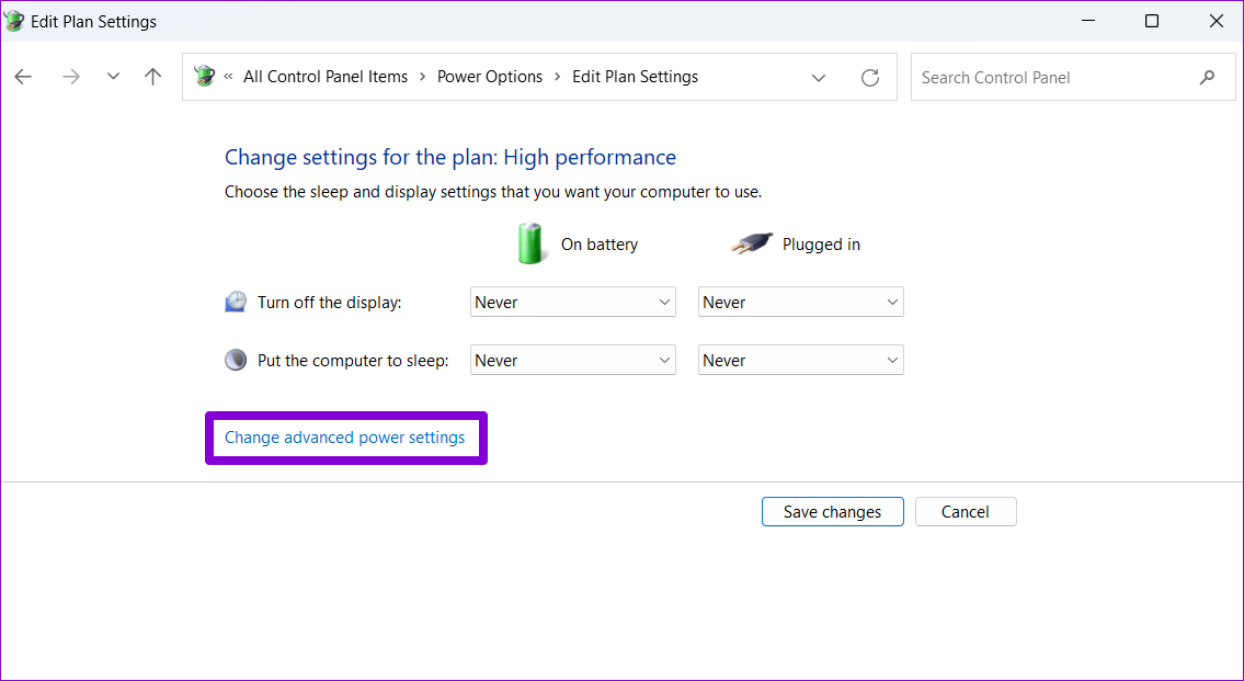 Change Advanced Power Settings on Windows