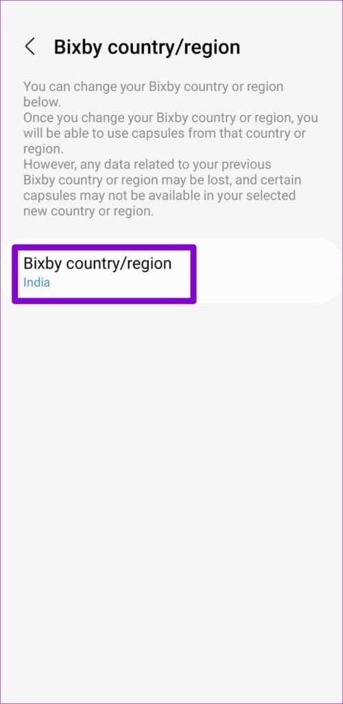 Change Bixby Country Settings