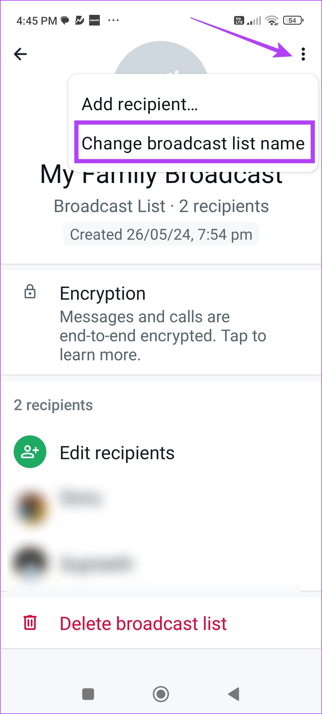 Change Broadast Name WhatsApp