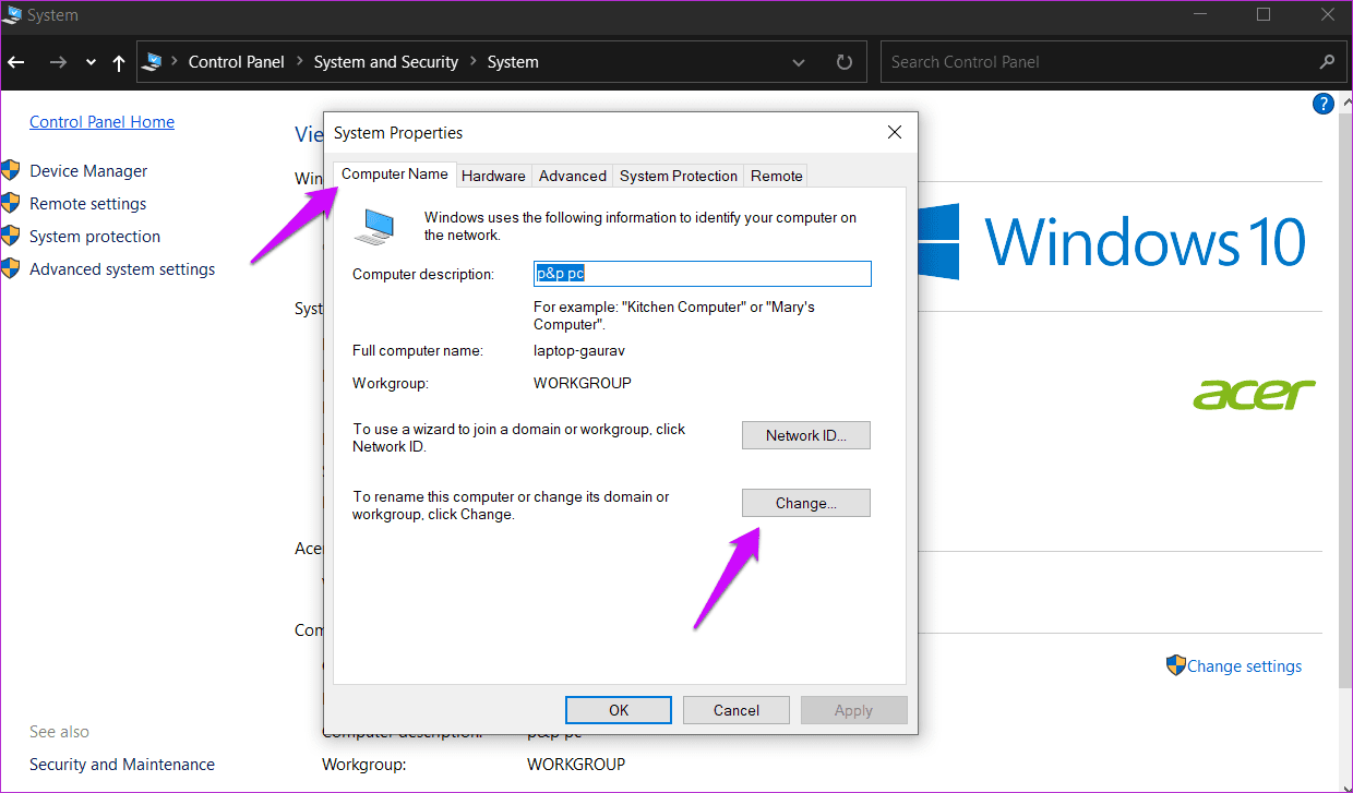 Change Computer Name in Windows 10 5