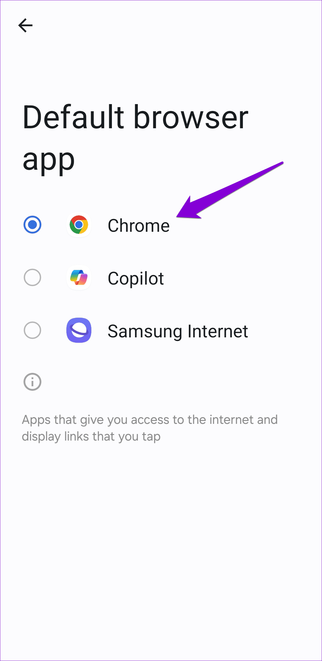 Change Default Browser App on Android