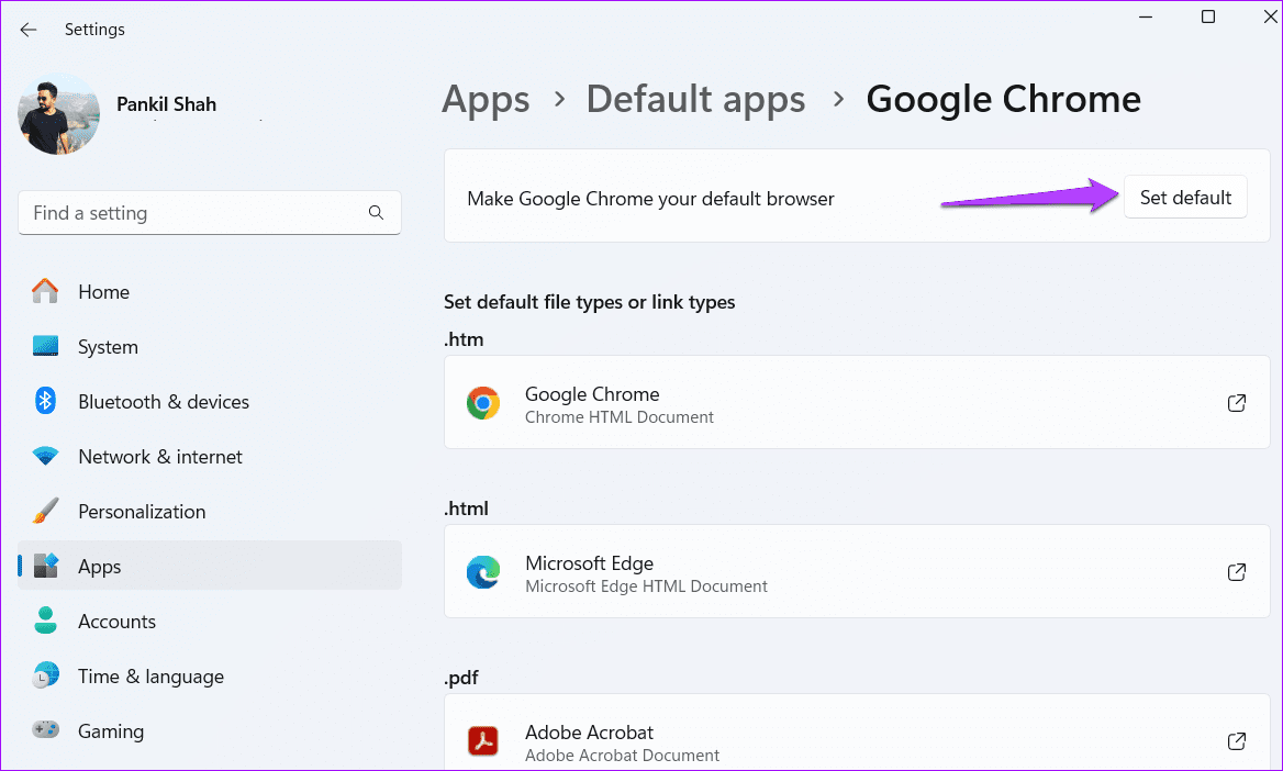 Change Default Browser in Windows 11