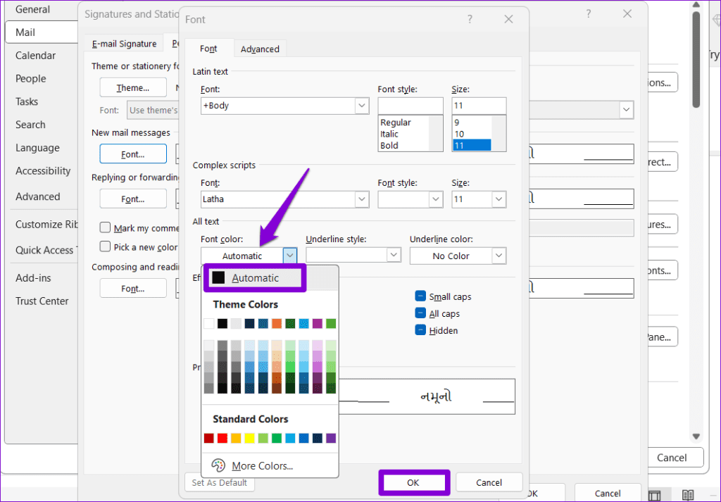 Change Font Color in Outlook
