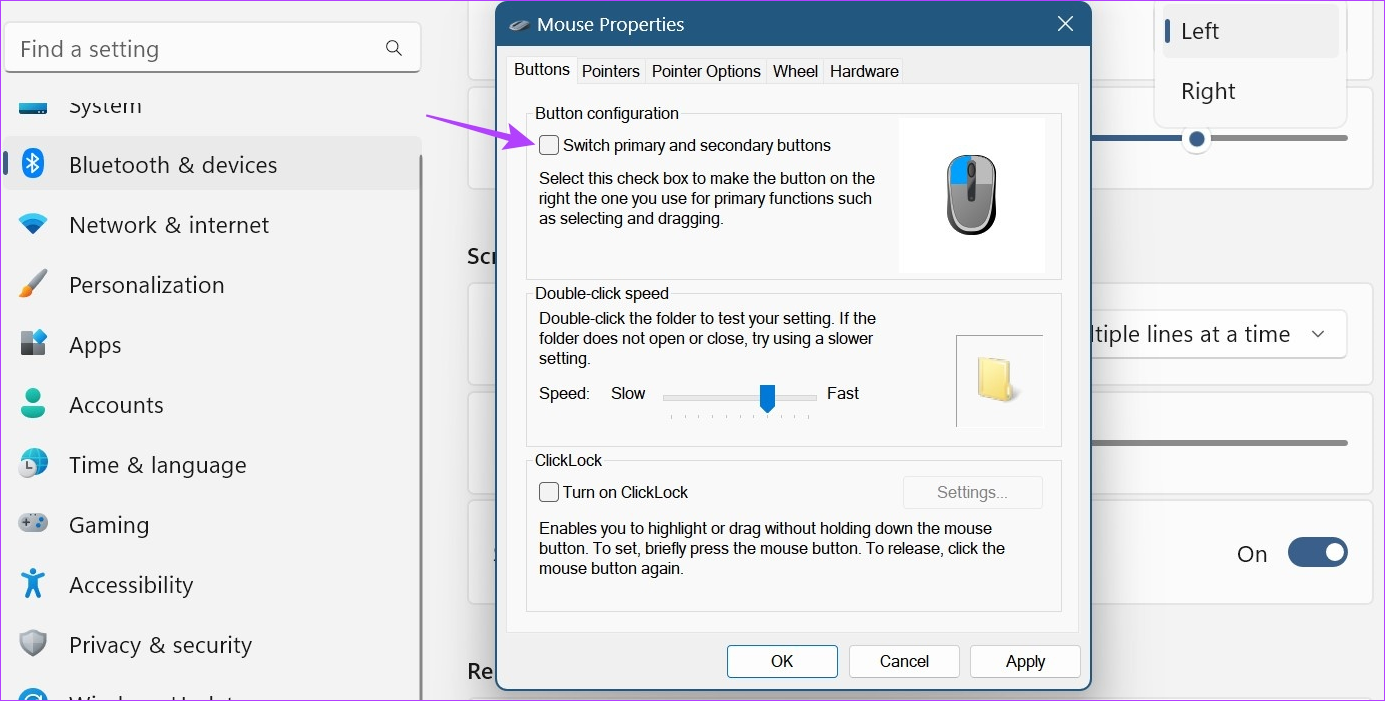 Change Primary mouse button