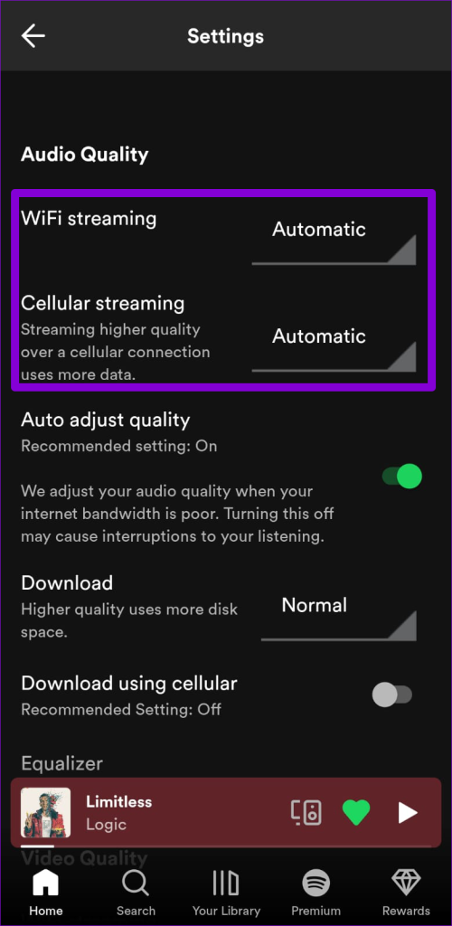 Change Streaming Quality in Spotify for Mobile