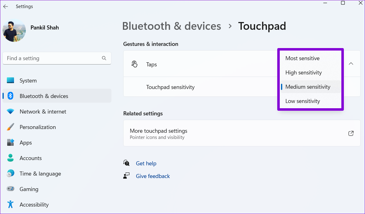 Change Touchpad Sensitivity via the Windows Settings App