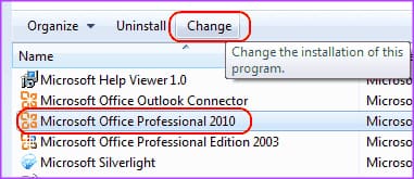 Change Word 2010 Install