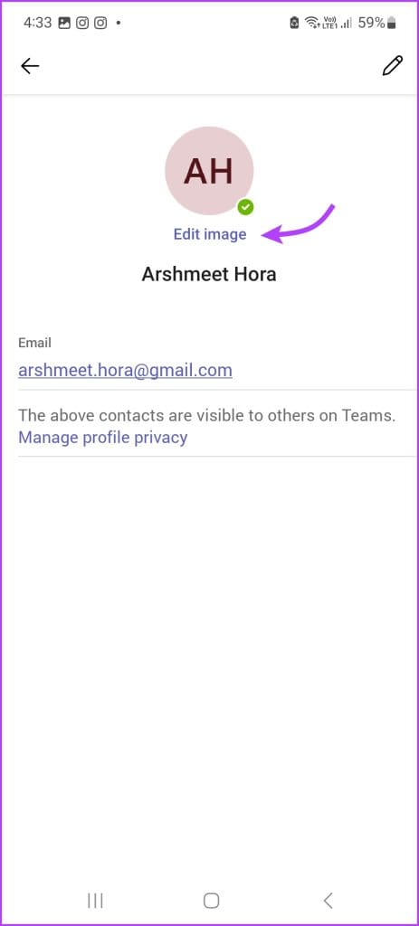 Tap Edit under the current picture