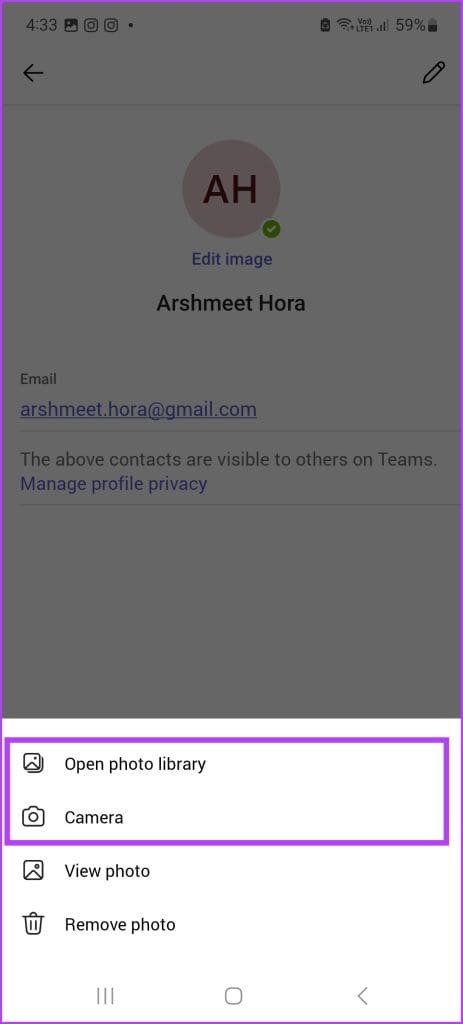 Change Your Profile Picture in Microsoft Teams on mobile 3