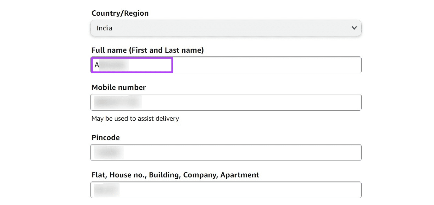 Change name on address