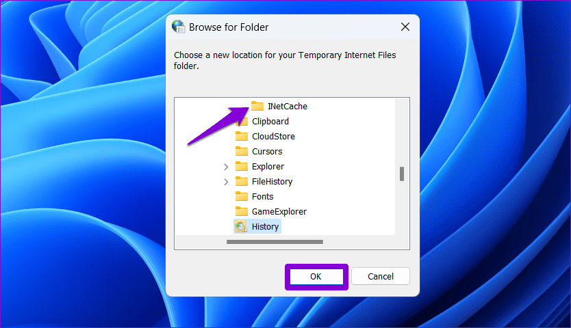 Change the Location for Temporary Internet Files