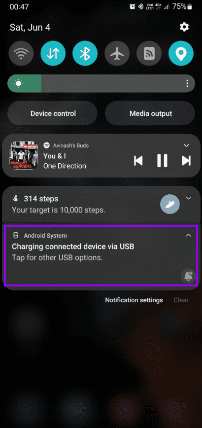 Charging via USB android