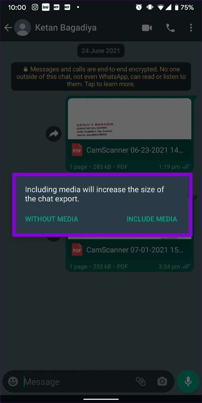 Chat Export Preference Android