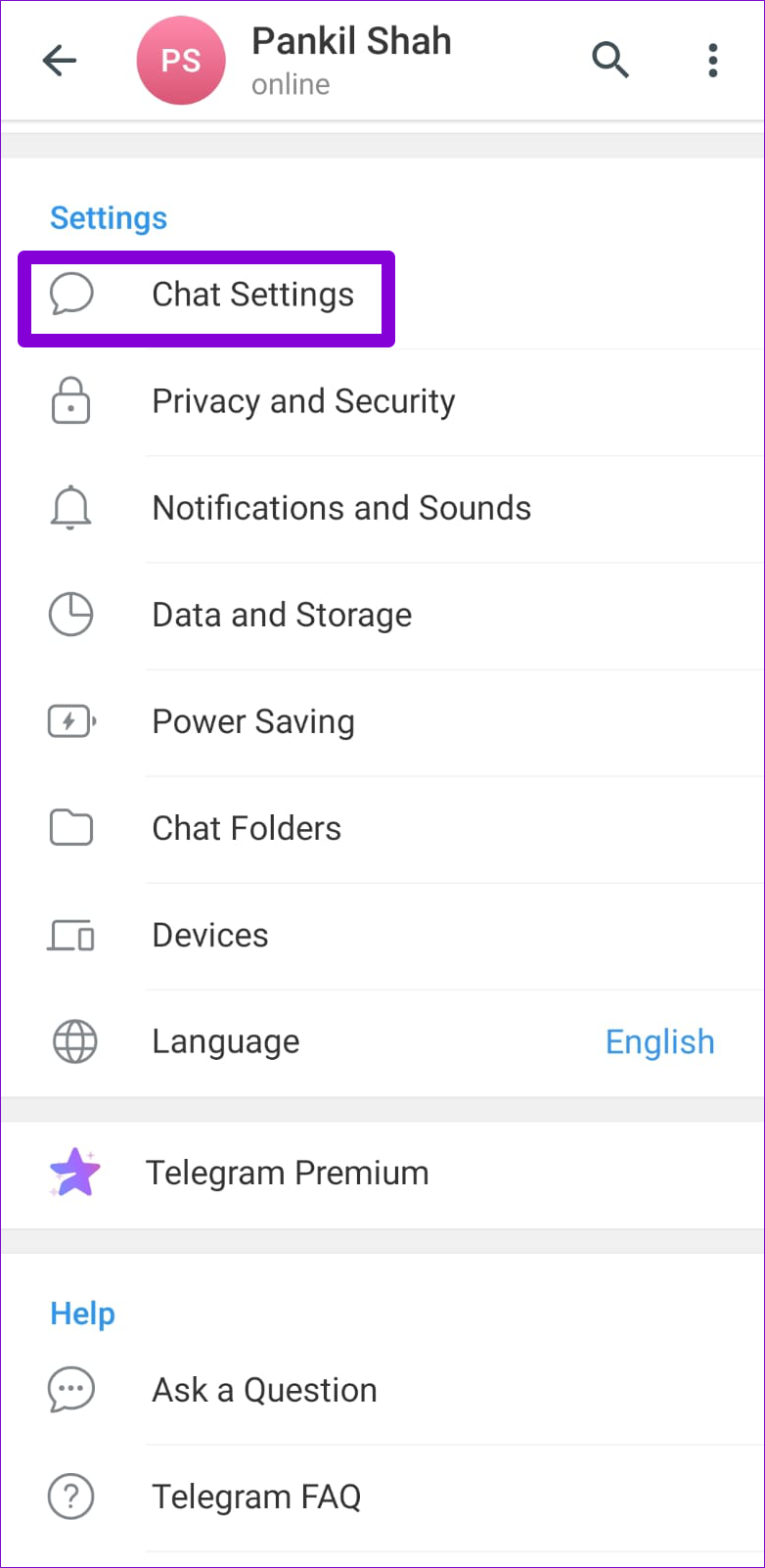 Chat Settings in Telegram