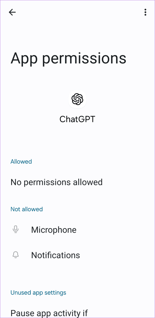 ChatGPT App Permissions on Android