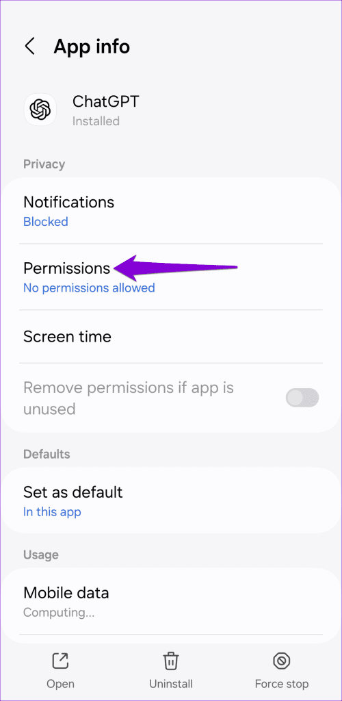 ChatGPT Permissions on Android