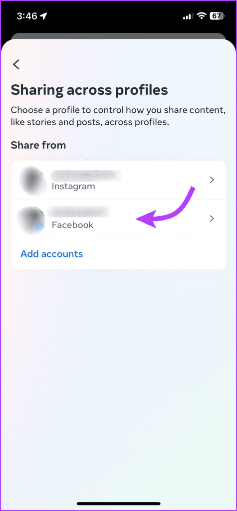 Check Instagram sharing preferences in the Accounts Centre 1