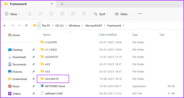 Check NET Framework Version using file explorer 