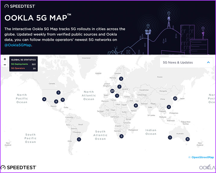 Ookla map to check 5G availability across globe