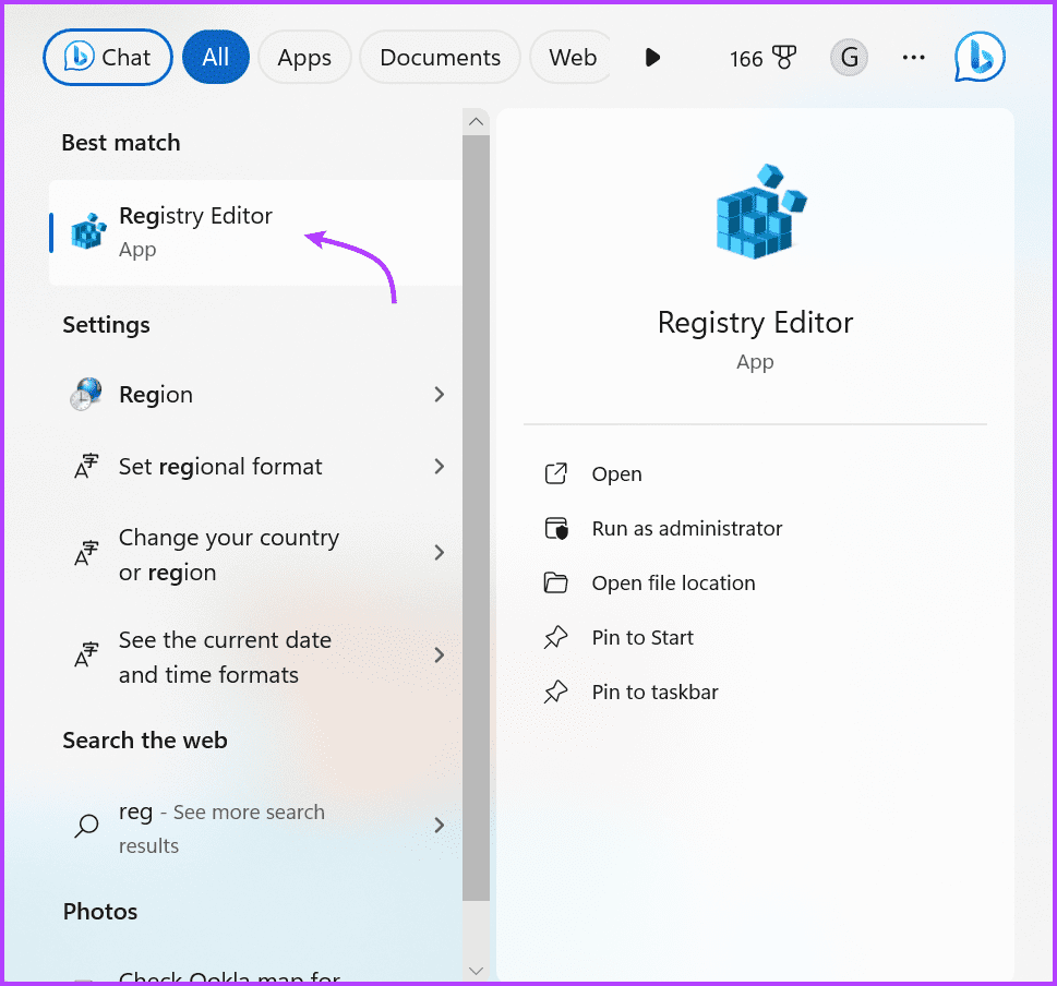 Open Registry Editor app