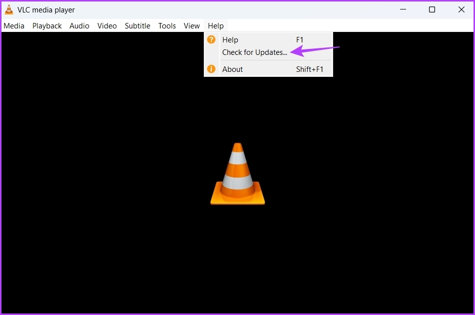 Check for Updates option for VLC