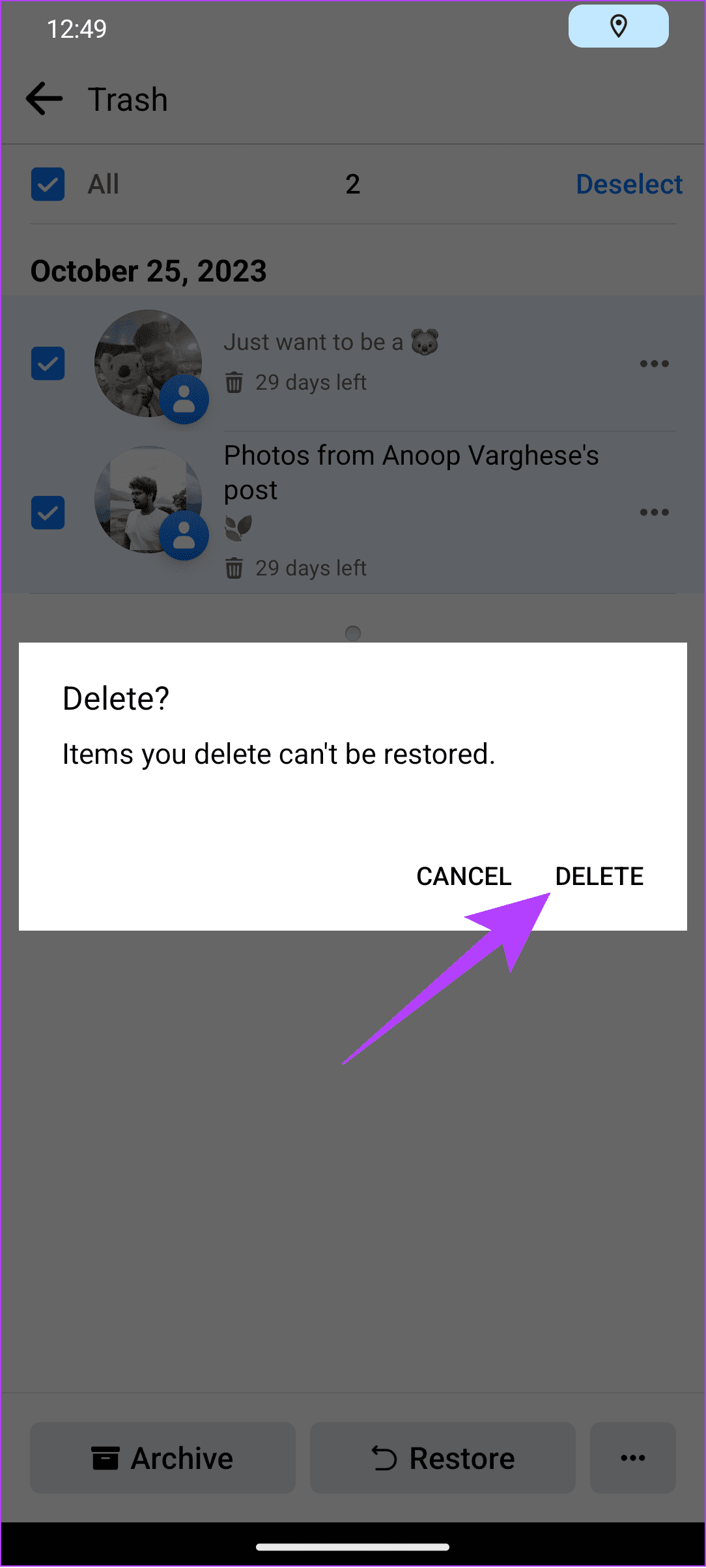 Choose Delete to confirm 4