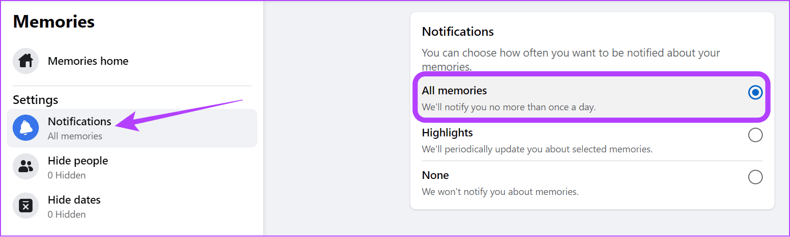 Choose Notifications and select All notifications