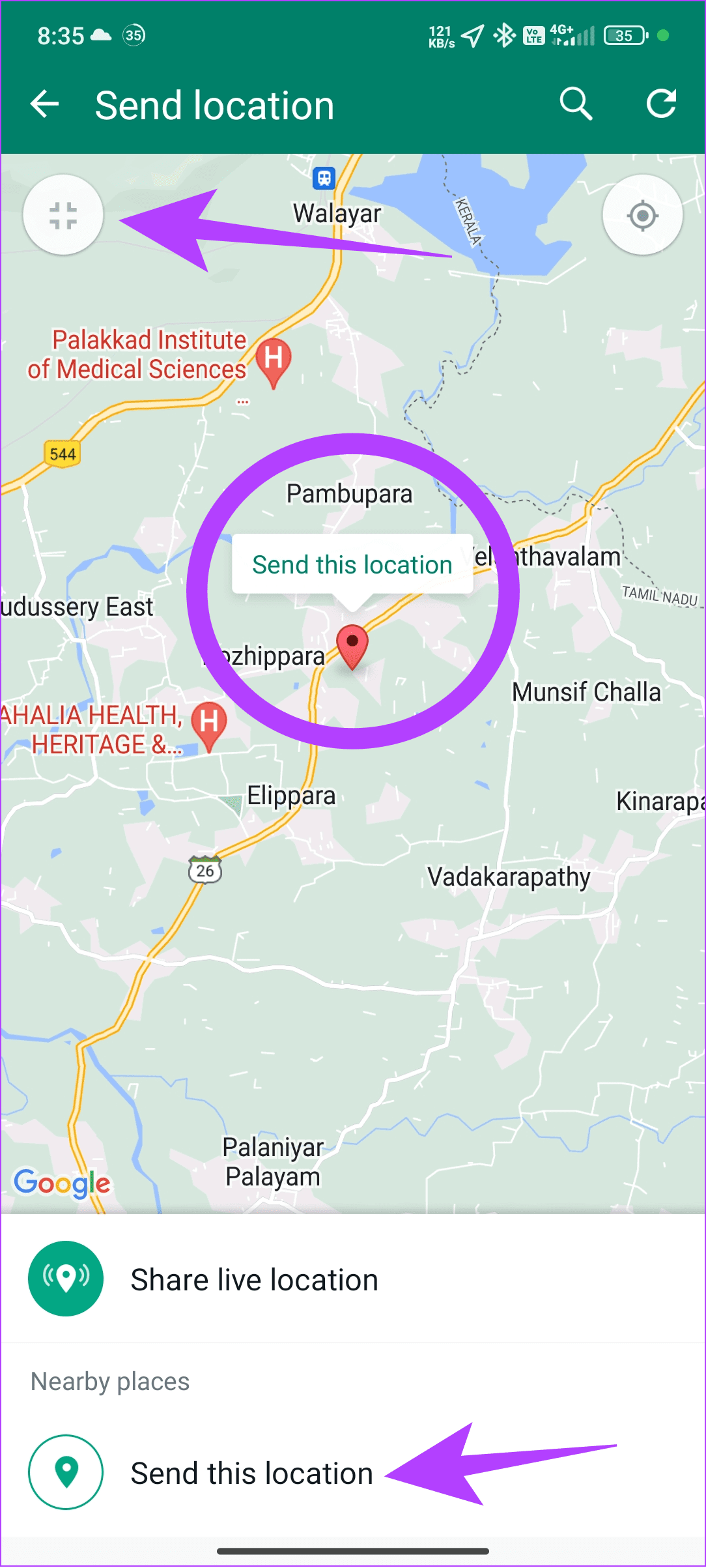Choose Send location