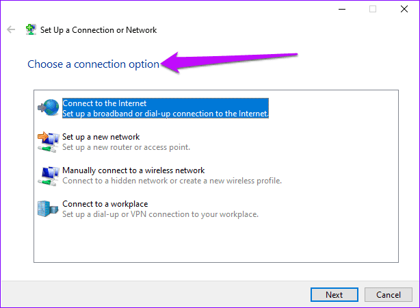 Choose a connection option W11