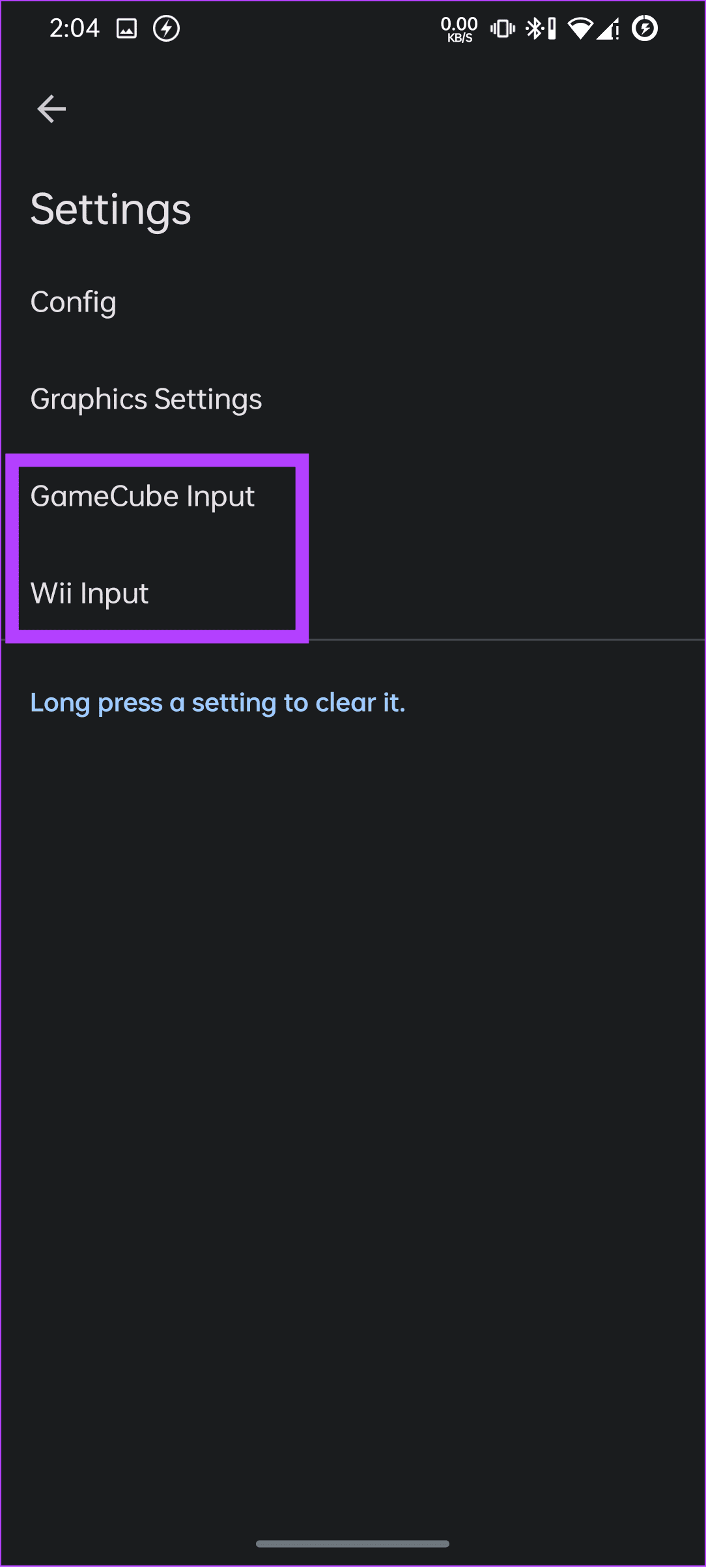 Choose between Gamecube or Wii input
