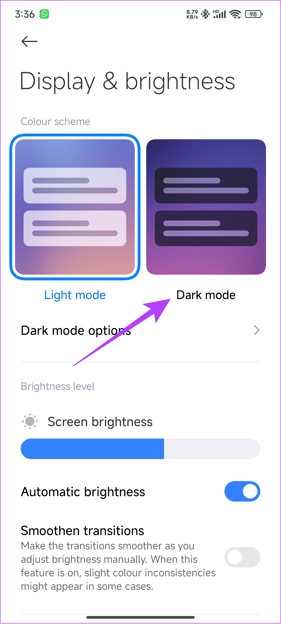 Choose dark mode